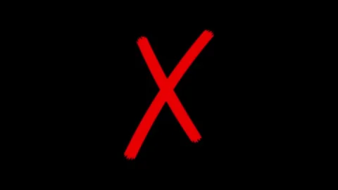 Brush style X mark animation, A bold white X on a solid black background, c.. Stock Footage 308885041