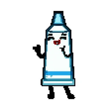 Brush toothpaste character pixel art vector illustration 스톡 일러스트