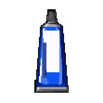 Brush toothpaste pixel art vector illustration sign color Illustrazione stock