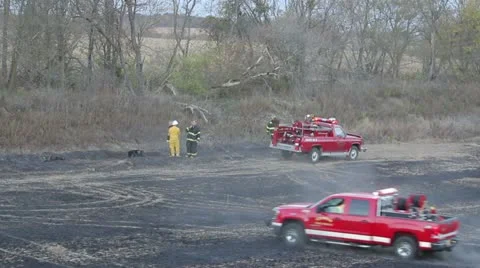 Brush Trucks at Fire Video stock 12438774