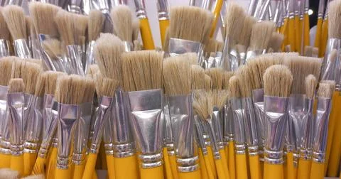 Brush Versatility: Tools Ready for Art Stock Photos
