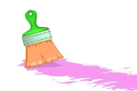 Brush with violet paint Stock Illustration