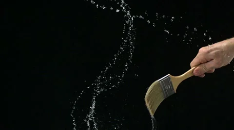 Brush with water splash, Slow Motion Stock Footage 11841922