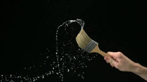 Brush with water splash, Slow Motion Stock Footage 12159225