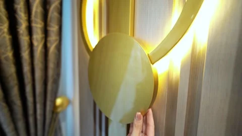 Brushed Metal Handle Soft Drapes: Refined Contras Stock-Footage 307831339