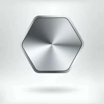 Brushed Metal Hexagonal Button    - vector illustration Stock Illustration