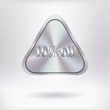 Brushed Metal Triangular Button - 10% Off - vector illustration Stock Illustration