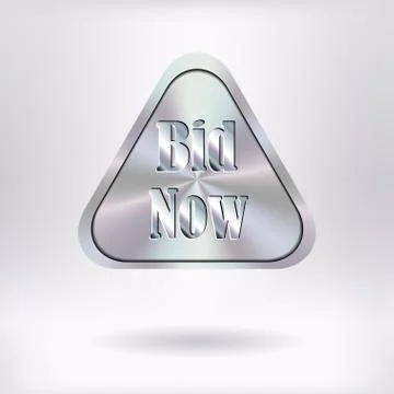 Brushed Metal Triangular Button - Bid Now - vector illustration Illustrazione stock