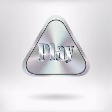 Brushed Metal Triangular Button - Play - vector illustration Illustrazione stock