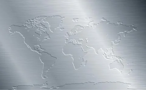 Brushed metal with world map Stock-Illustration