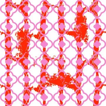 Brushed quatrefoil red seamless vector pattern. イラスト素材