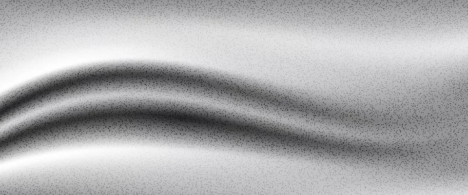 Brushed silver wave background with soft grainy metal folds. Smooth chrome Ilustración de archivo