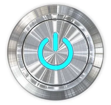 Brushed  Steel Power Button. Illustrazione stock