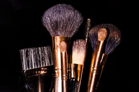 Brushes after make-up Stock Photos