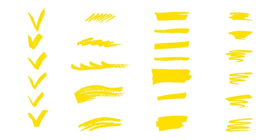 Brushes and elements for notes highlighting text. Illustrazione stock