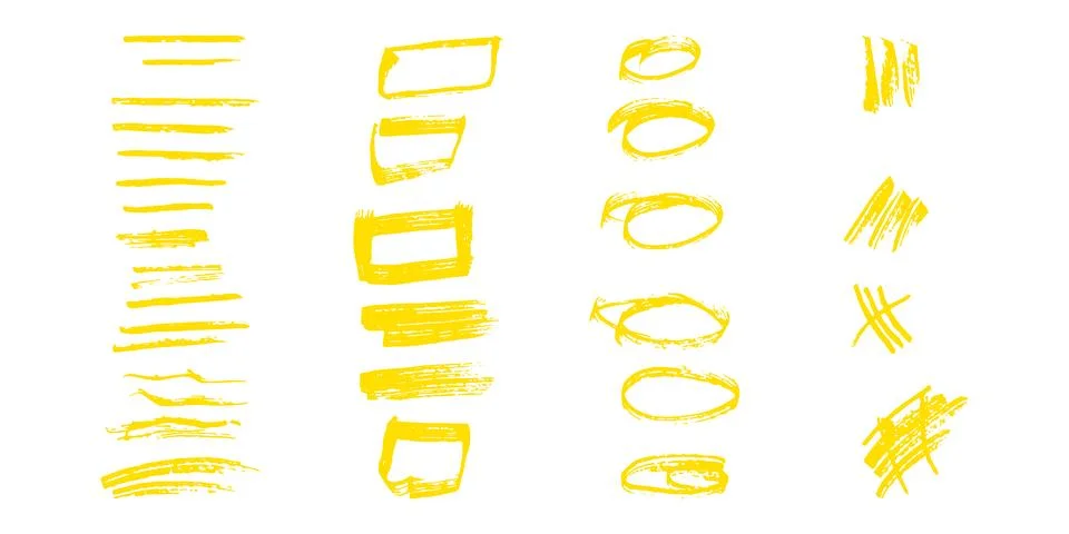 Brushes and elements for notes highlighting text. Stock Illustration