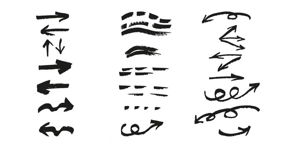 Brushes and elements for notes highlighting text. Stock Illustration