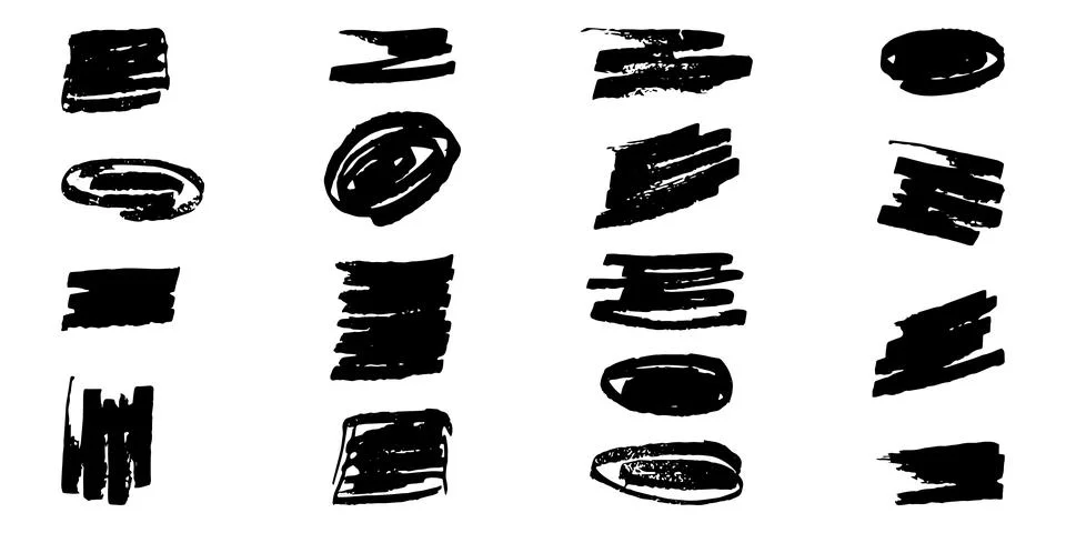 Brushes and elements for notes highlighting text. Stock Illustration