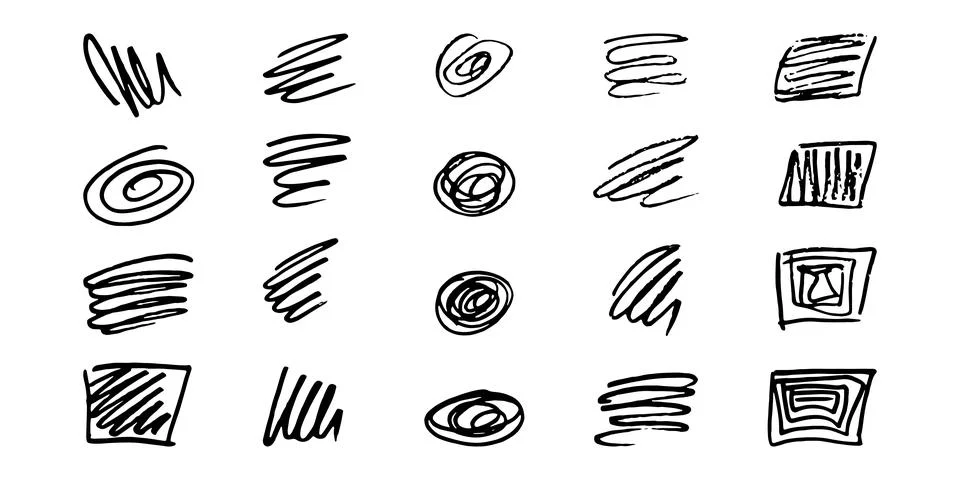 Brushes and elements for notes highlighting text. Stock-Illustration