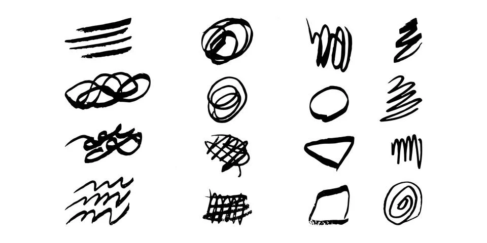 Brushes and elements for notes highlighting text. Stock Illustration