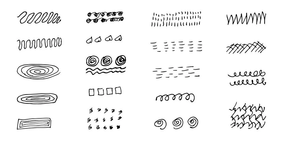 Brushes and elements for notes highlighting text. Stock Illustration