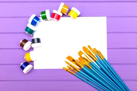 Brushes and paint. Stock Photos
