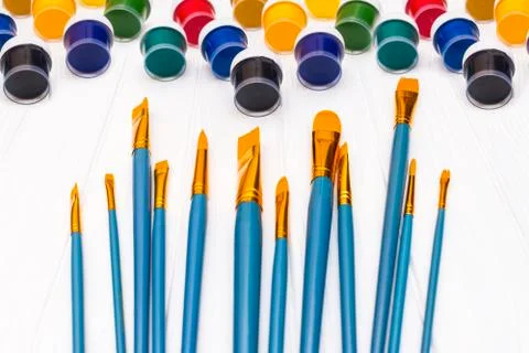 Brushes and paint. Stock Photos