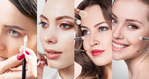 Brushes applying perfect make-up. Stock Photos