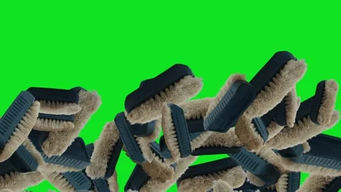 Brushes cleaning group objects transition green screen 스톡 동영상 348528929