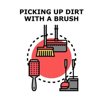 Brushes cleaning various surfaces with household tools Stock Illustration