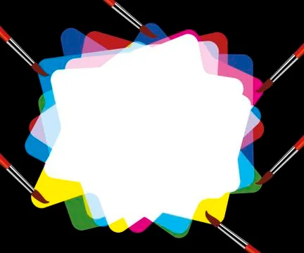 Brushes conversation. Color talk bubbles from each one. Stock Illustration