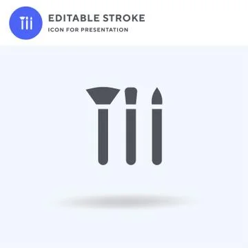 Brushes icon vector, filled flat sign, solid pictogram isolated on white, logo Illustration