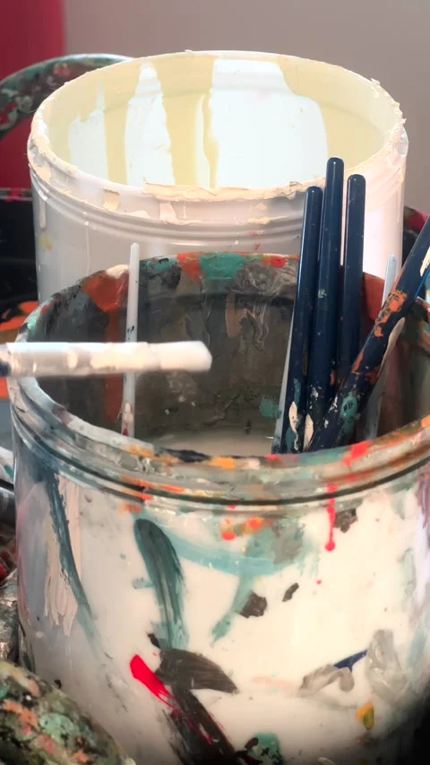 Brushes in the Jar Stock Footage 278835683