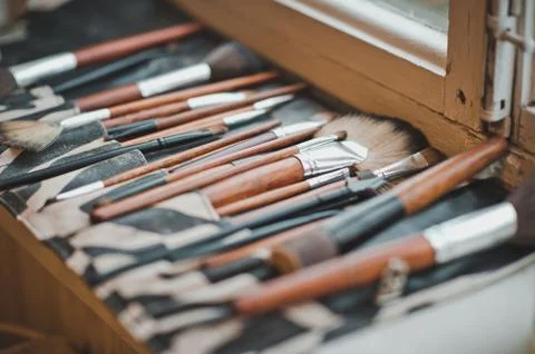 Brushes for a make-up 923. Stock Photos