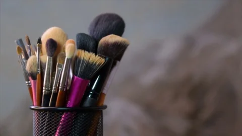 Brushes for make-up, rotation in a circle Stock Footage 85321997