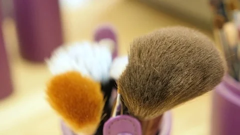 Brushes makeup artist macro Stock Footage 81062511