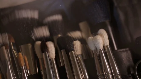 Brushes for Makeup artists Macro 100mm slider camera smooth motion Vídeo Stock 114455015
