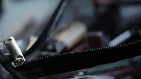 Brushes for Makeup artists Macro 100mm slider camera smooth motion Stock Footage 114455653