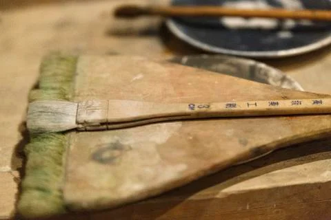 Brushes in the museum Stock Photos