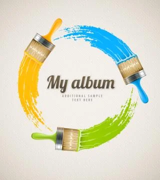 Brushes with paint drawing circle 스톡 일러스트