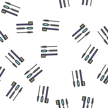 Brushes set for false eyelashes applying vector seamless pattern 스톡 일러스트