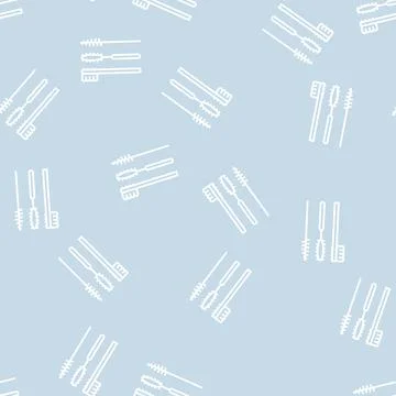 Brushes set for false eyelashes applying line seamless pattern 스톡 일러스트