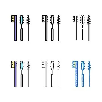 Brushes set for false eyelashes applying multipack color icon vector Stock Illustration