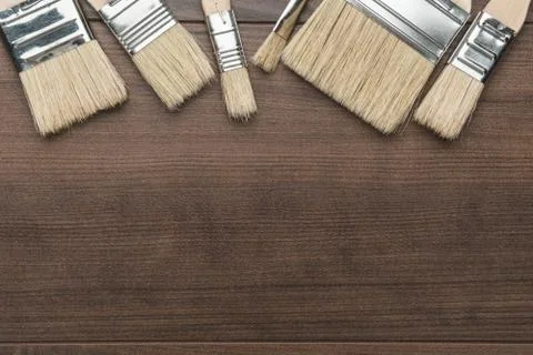 Brushes on the table Stock Photos