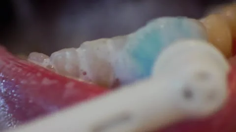 Brushing Bottom Teeth Stock Footage 22139135
