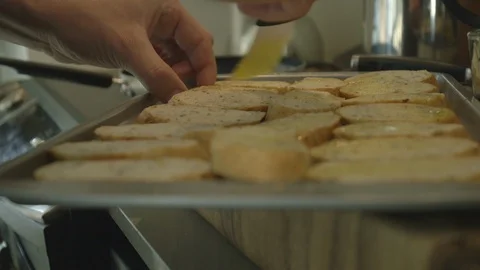 Brushing Bread With Oil Bruschetta Stock Footage 121287871
