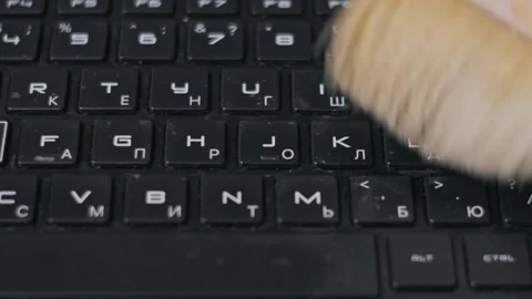 Brushing Dust Off Black Keyboard Keys Stock Footage 320579501