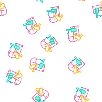 Brushing hair vector seamless pattern Stock Illustration