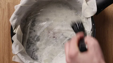 Brushing Phyllo Dough With Olive Oil Top View Stock Footage 337289821