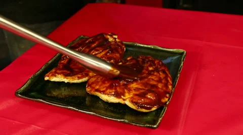 Brushing Sauce on Barbeque Chicken Stock Footage 37715122
